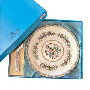 Vintage Coalport “Ming Rose” China Cake Plate and Serving Knife in Original Box